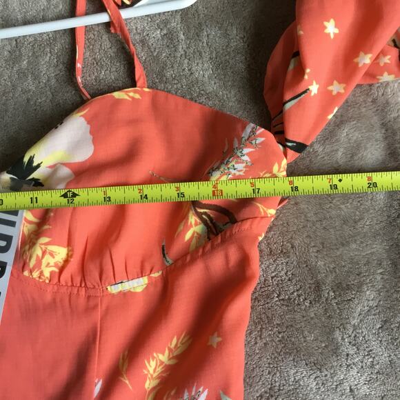 Urban Outfitters UO Boardwalk Floral Off The Shoulder Midi Dress in Coral Size L - Picture 9 of 10